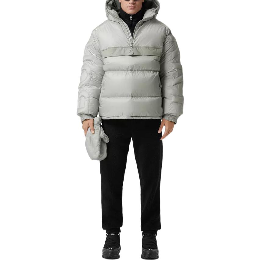 Burberry FW22  Gray Solid Color Zip-Up Hooded Down Jacket 80637181 圖 3