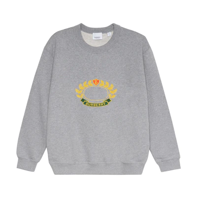 Burberry FW22 Grey Embroidered Crewneck Long Sleeve Sweatshirt. 80612891