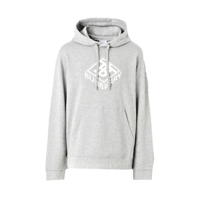 Burberry FW22 Light Grey Hoodie with Letter Logo Print. 80466181