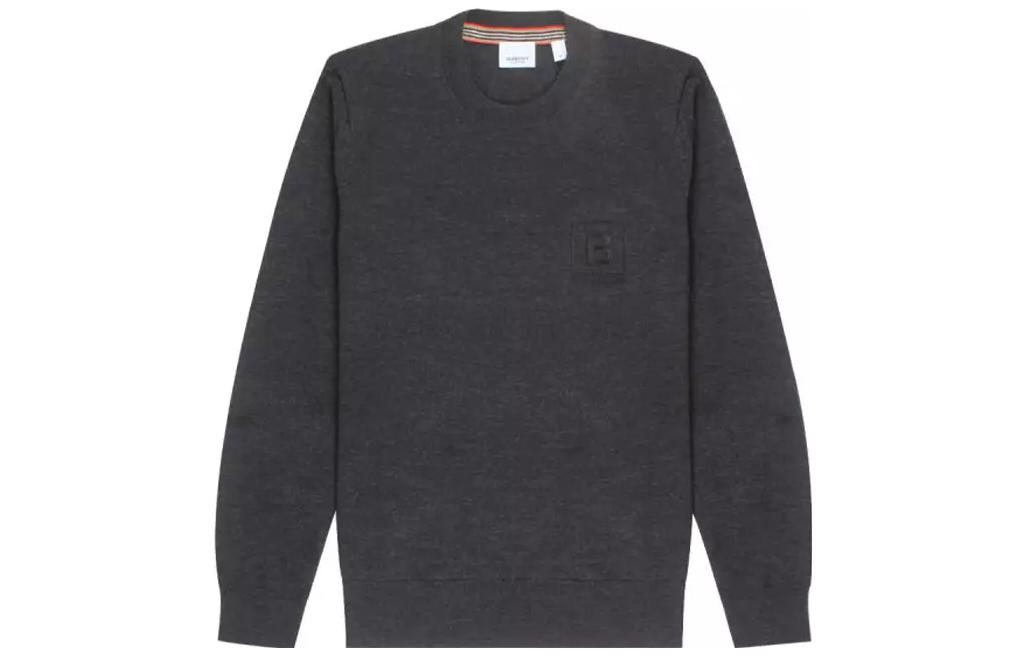 Order Burberry FW22  Logo Embroidered Crewneck Sweater Dark Grey. 80616761
