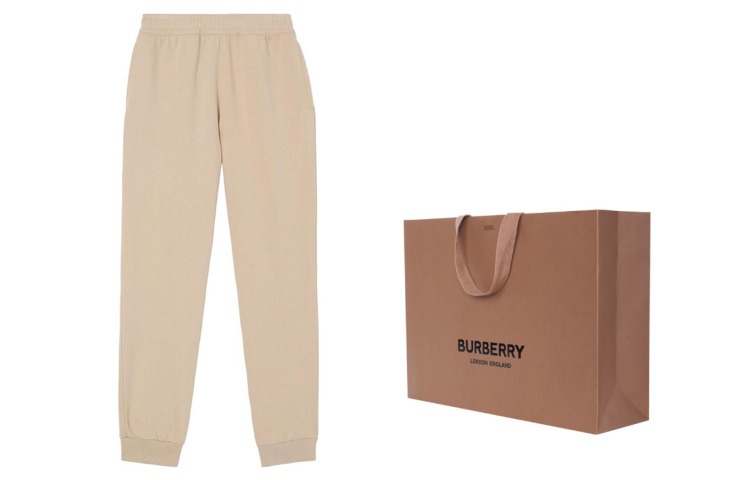 Cheap Burberry FW22 Seluar Jogging Logo Cetak Kapas Elastik Khaki. 80630491