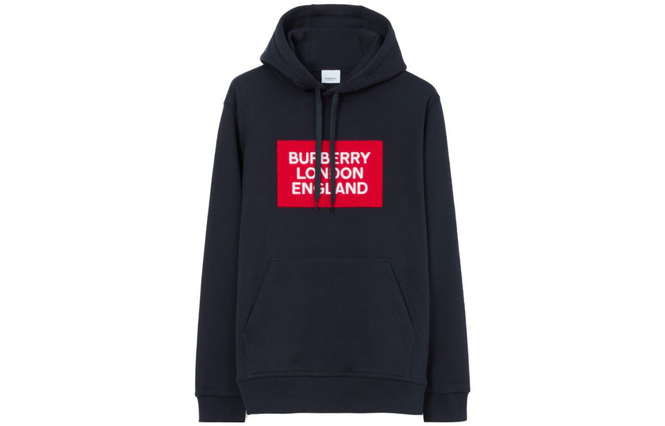 Burberry FW22  Logo Print Navy Blue Hoodie. 80694551