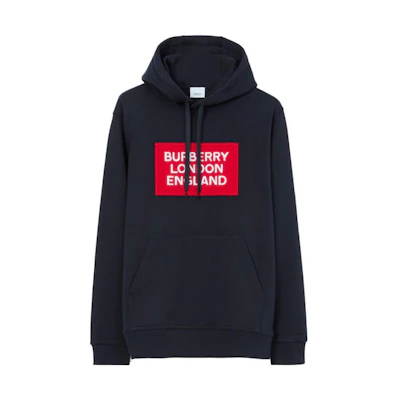 Burberry FW22 Logo Print Navy Blue Hoodie. 80694551