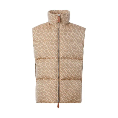 Burberry FW22 Logo Print Zip-Up Puffer Vest Khaki. 80585431