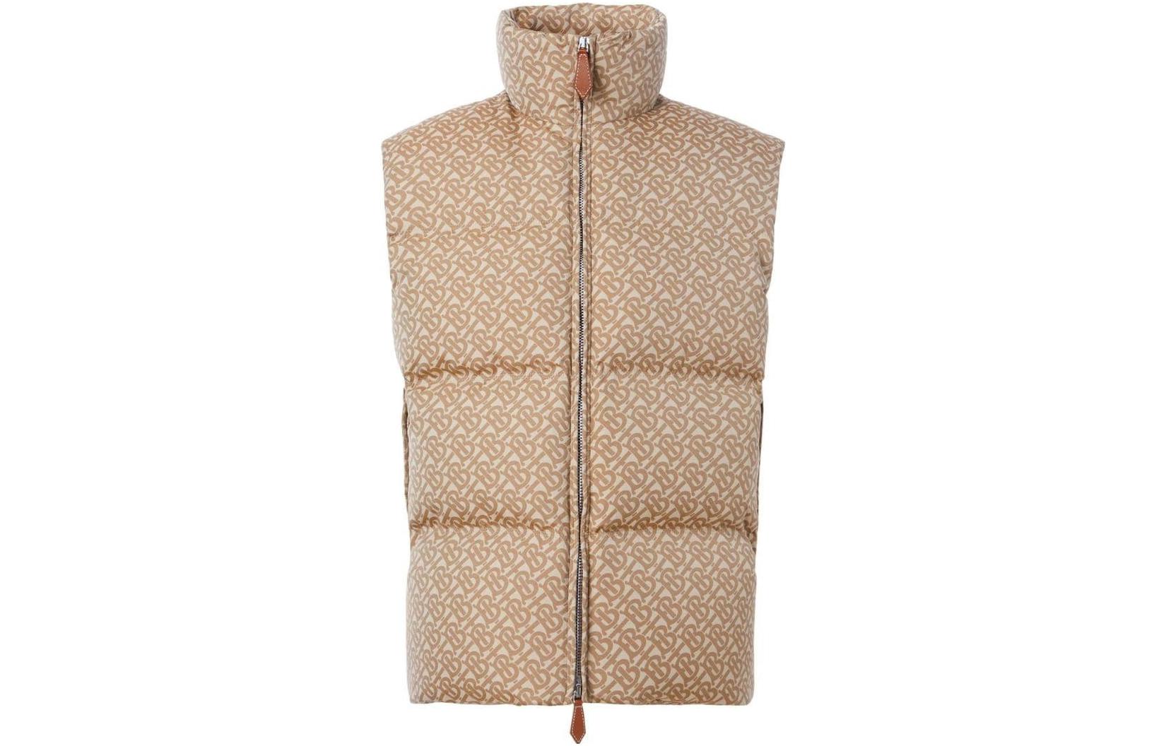 Order Burberry FW22 經典標誌印花拉鍊羽絨背心 卡其色 80585431