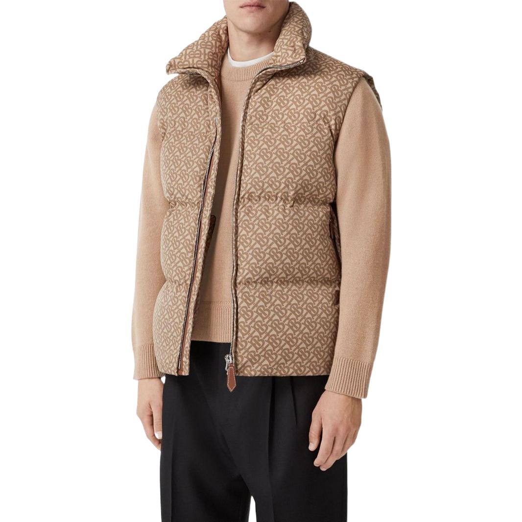 Purchase Burberry FW22 經典標誌印花拉鍊羽絨背心 卡其色 80585431