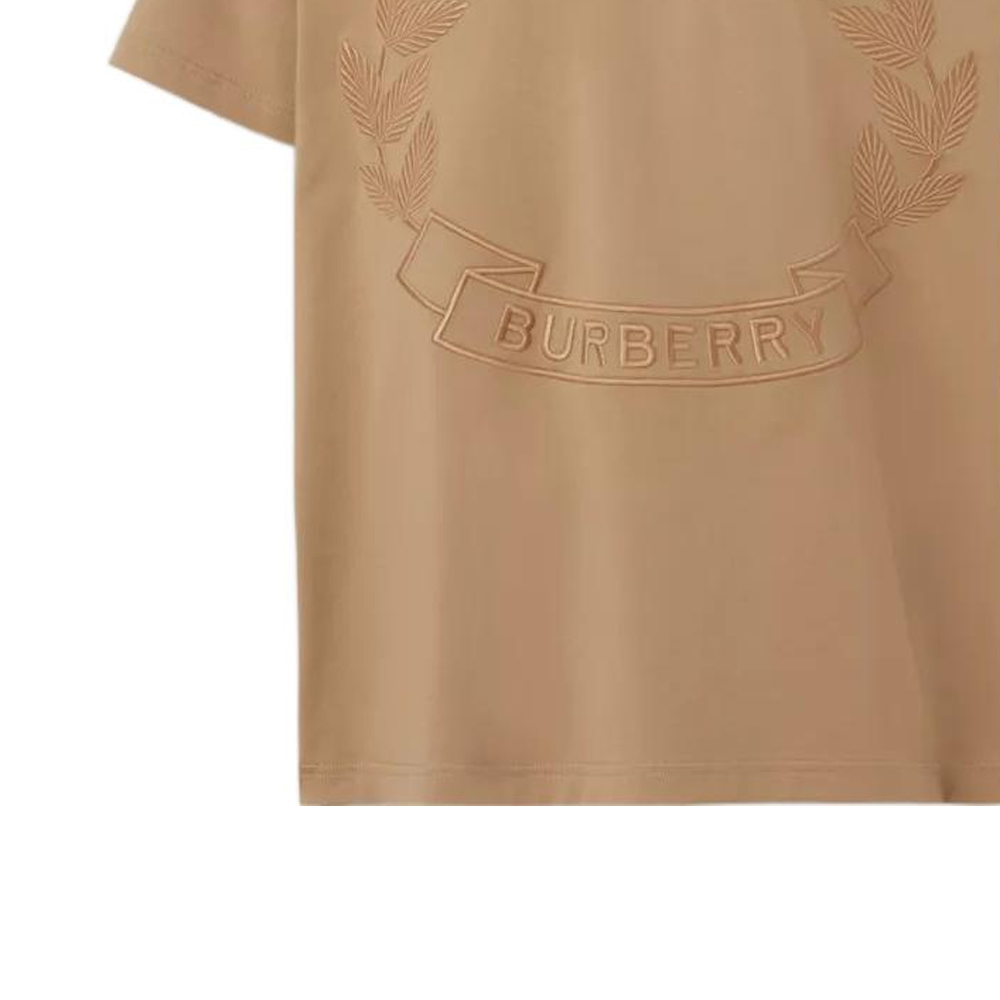Purchase Burberry FW22  Loose Fit Logo Embroidered Crewneck T-Shirt Camel Brown. 80609151