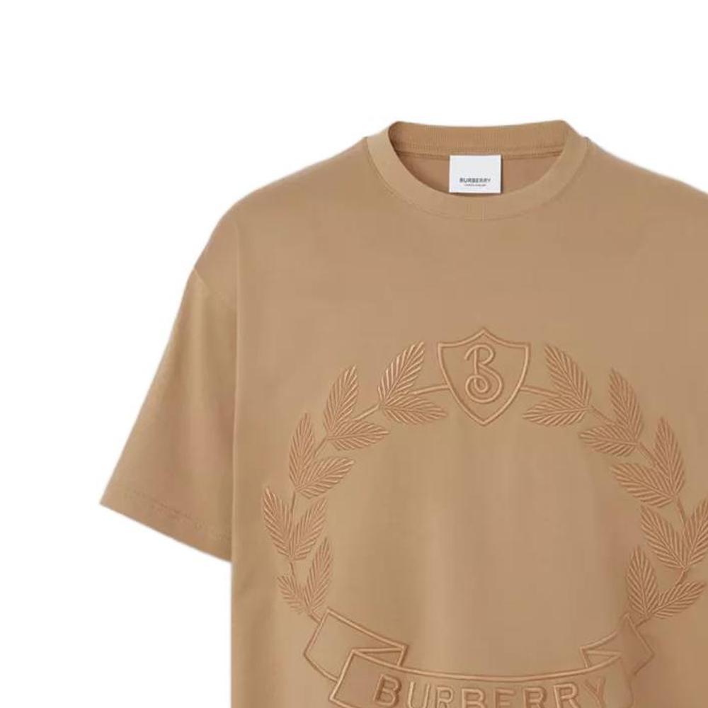 Sizing Burberry FW22  Loose Fit Logo Embroidered Crewneck T-Shirt Camel Brown. 80609151
