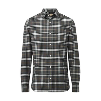 Burberry FW22 Multicolor Patchwork Check Casual Long Sleeve Shirt. 80048331