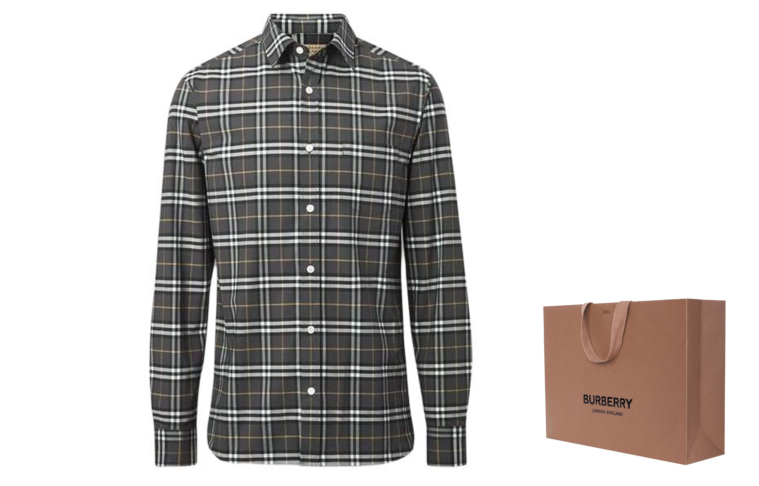 Lookbook 버버리 FW22 멀티컬러 패치워크 체크 캐주얼 긴소매 셔츠. 80048331