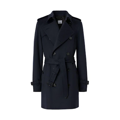 Burberry FW22 Navy Blue Double-Breasted Long Sleeve Trench Coat. 80581301