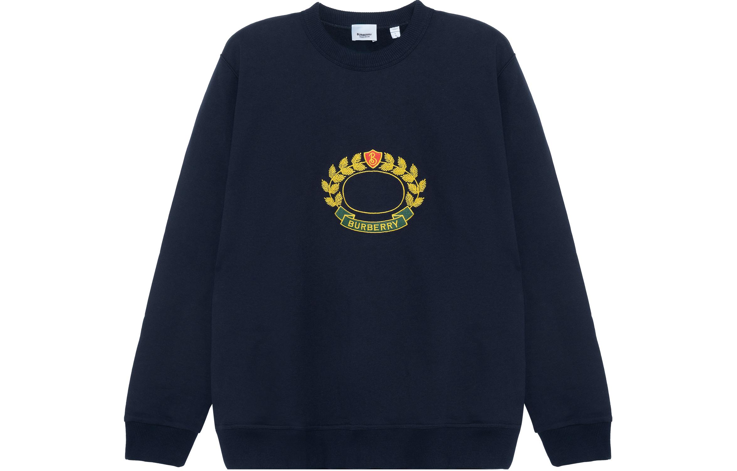 Burberry FW22  Navy Blue Logo Print Pullover Long Sleeve Sweatshirt. 80612881
