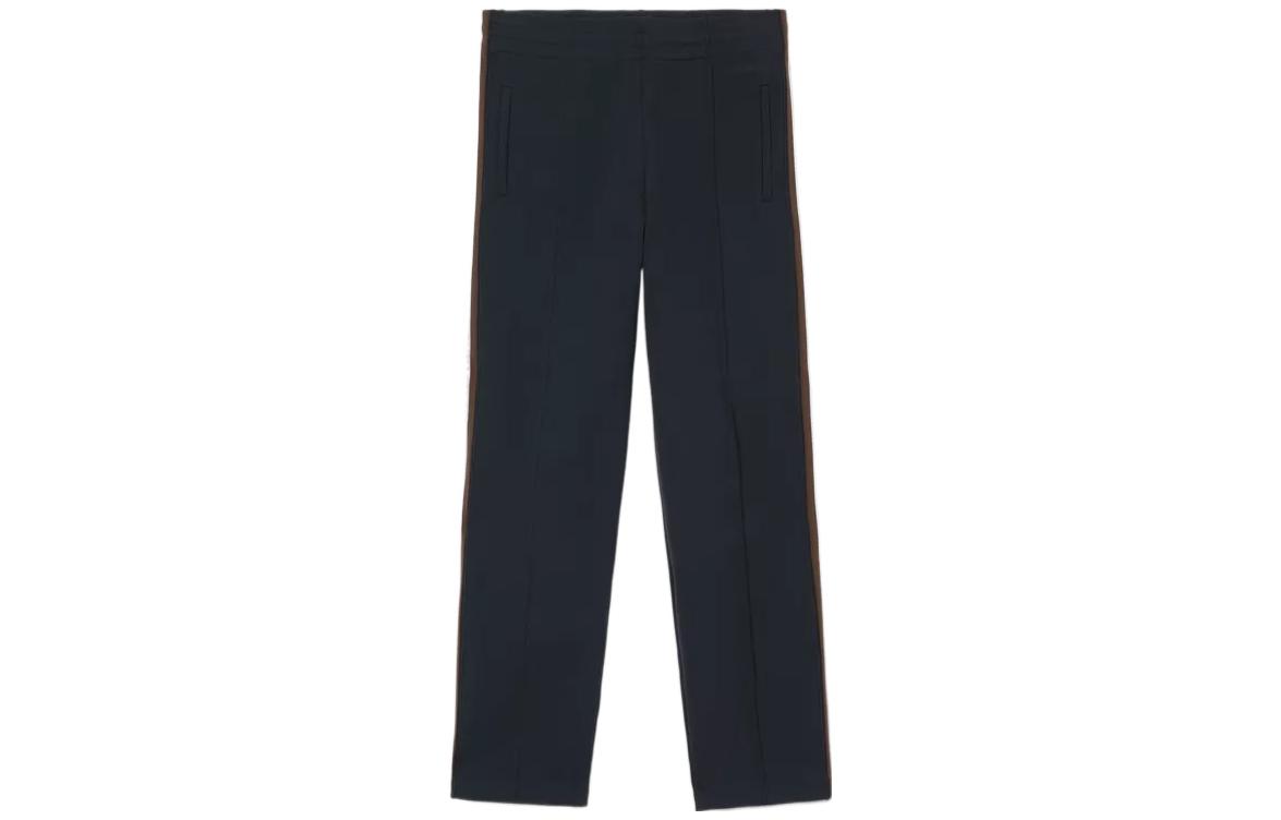 Order Burberry FW22 Celana Navy Straight-Leg dengan Bordir Logo Garis. 80636521