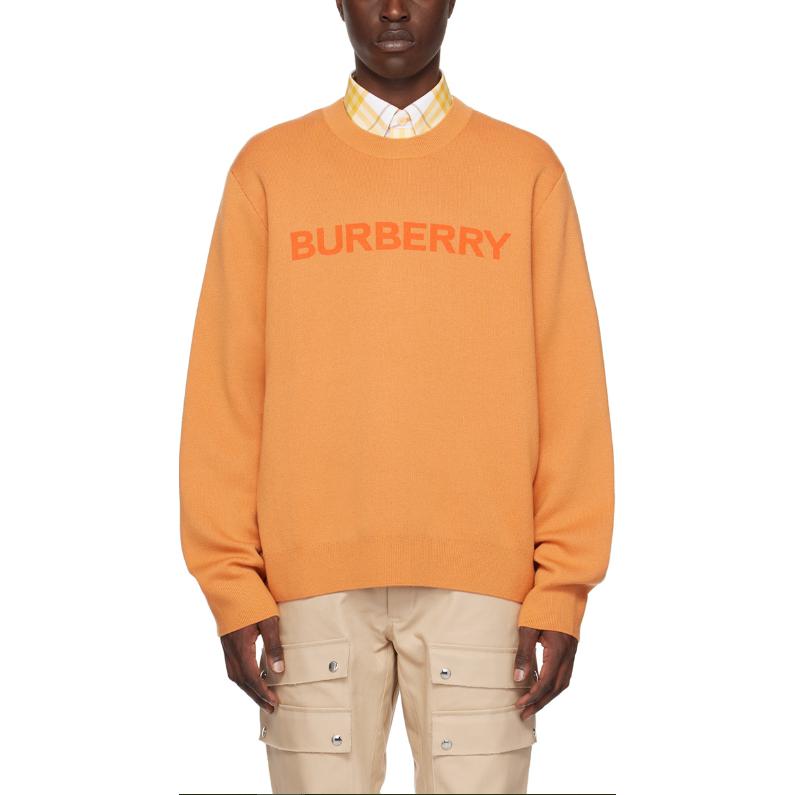 Lookbook Burberry FW22  Orange Knit Sweater with Logo Jacquard Design. 80636561