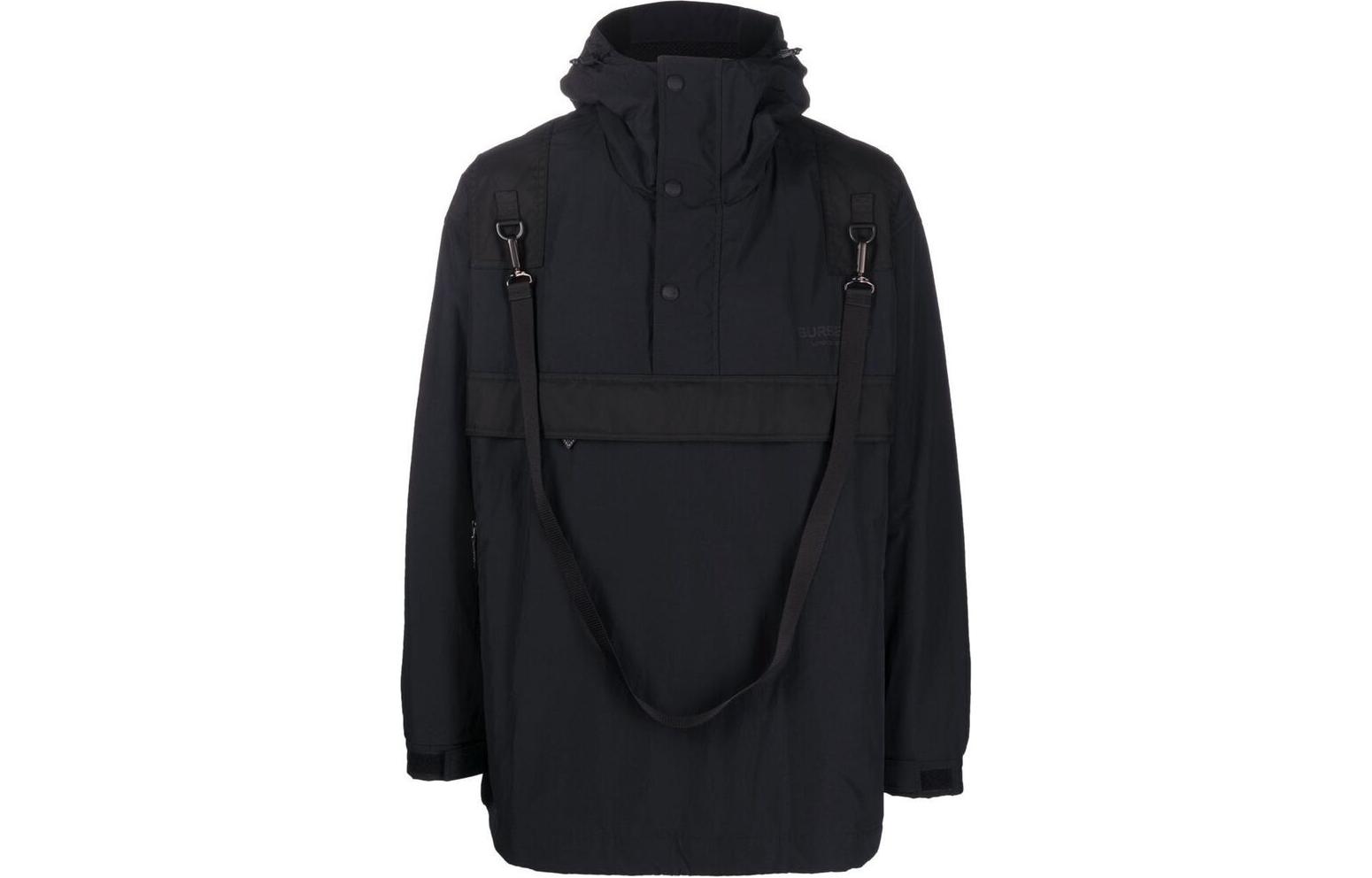 Buy Burberry FW22  Relaxed Half-Zip Hooded Jacket Black. 80544411