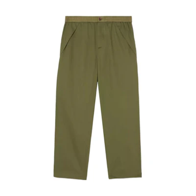 Burberry FW22 Relaxed Straight-Leg Zipper Casual Pants Army Green 80549331