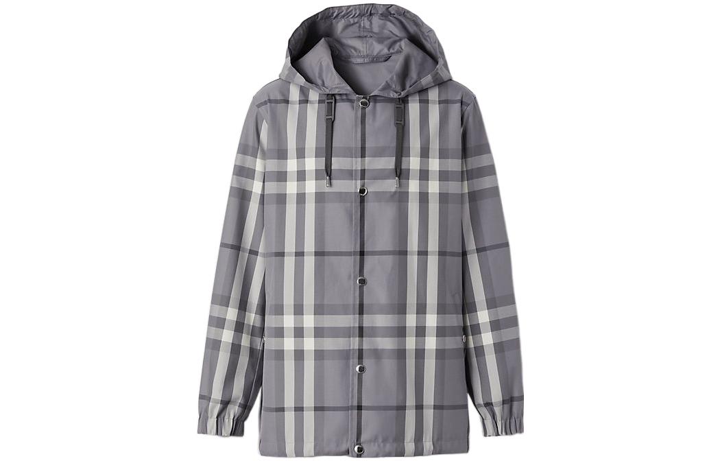 Lookbook Burberry FW22  Reversible Check Hooded Long-Sleeve Jacket Gray 80576531
