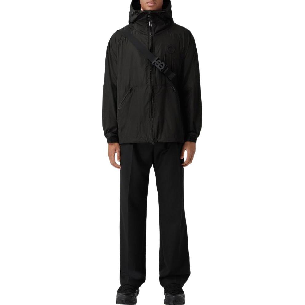 Shop Burberry FW22  Solid Color Zip-Up Hoodie Jacket in Black. 80606691