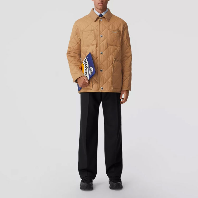 Burberry FW22  Solid Diamond Quilted Cotton Jacket Brown 80581161 圖 3
