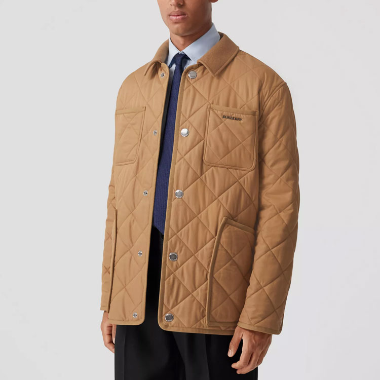 Burberry FW22  Solid Diamond Quilted Cotton Jacket Brown 80581161 圖 5