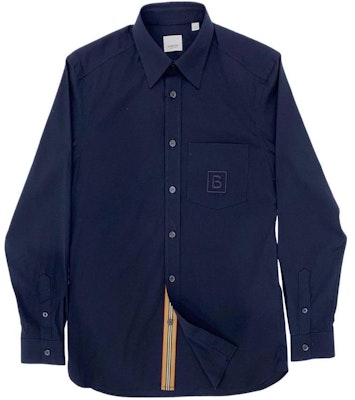 バーバリー FW22 ソリッド シングルブレスト 長袖シャツ ブルー 80618581 Buy バーバリー FW22 ソリッド シングルブレスト 長袖シャツ ブルー 80618581