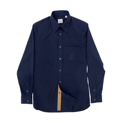 Burberry FW22 Solid Single-Breasted Long-Sleeve Shirt Blue 80618581