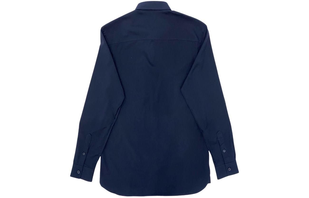 Lookbook バーバリー FW22 ソリッド シングルブレスト 長袖シャツ ブルー 80618581