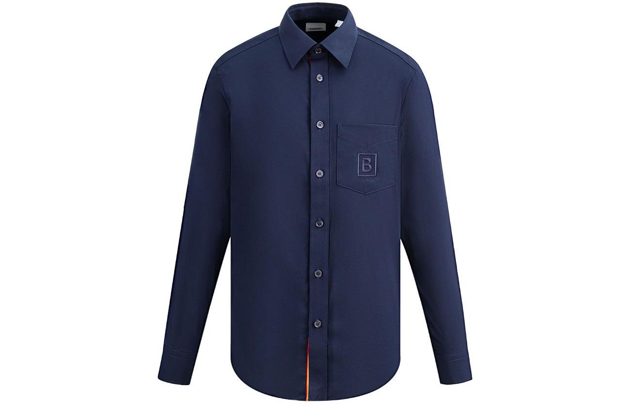 Shop バーバリー FW22 ソリッド シングルブレスト 長袖シャツ ブルー 80618581