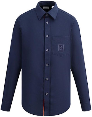バーバリー FW22 ソリッド シングルブレスト 長袖シャツ ブルー 80618581 Shop バーバリー FW22 ソリッド シングルブレスト 長袖シャツ ブルー 80618581