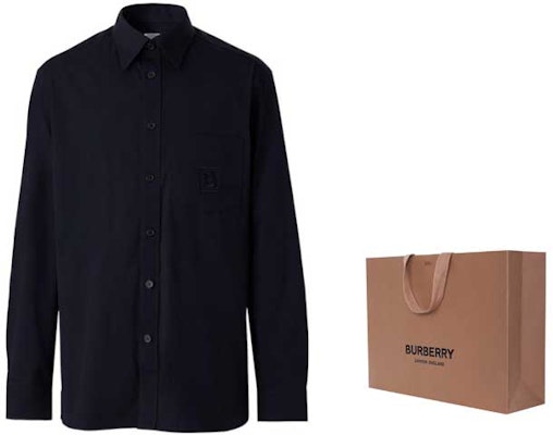 バーバリー FW22 ソリッド シングルブレスト 長袖シャツ ブルー 80618581 1