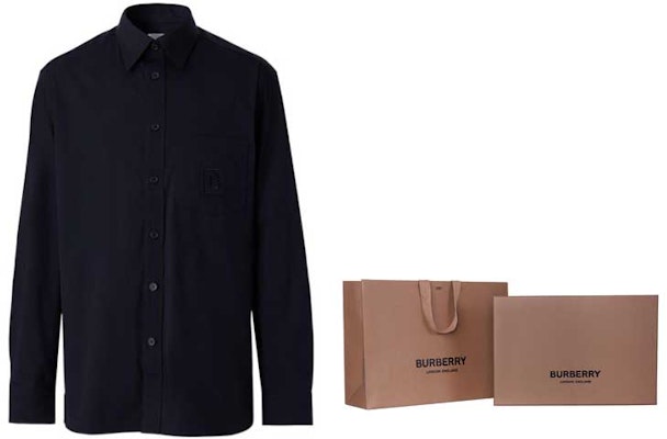 バーバリー FW22 ソリッド シングルブレスト 長袖シャツ ブルー 80618581 2