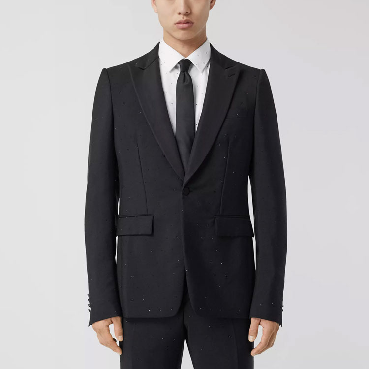 Shop Burberry FW22  Solid Single-Button Casual Blazer Long Sleeve Black 80256261