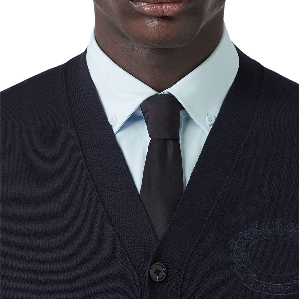 Details for Cárdigan Tejido Azul Marino Burberry FW22 de Manga Larga y Escote en V. 80636371