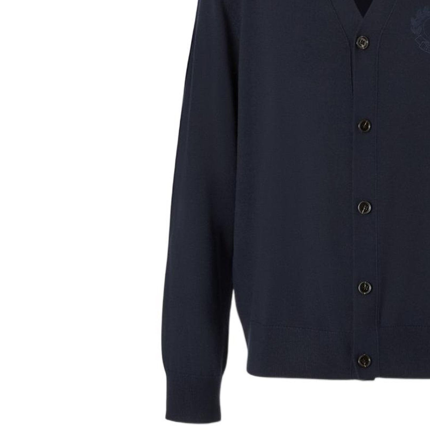 Sizing Cárdigan Tejido Azul Marino Burberry FW22 de Manga Larga y Escote en V. 80636371