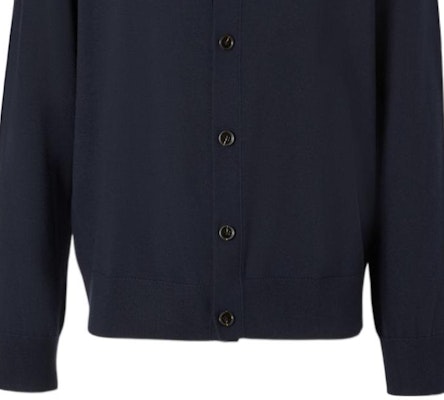 Cárdigan Tejido Azul Marino Burberry FW22 de Manga Larga y Escote en V. 80636371 1