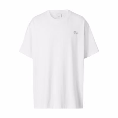 Burberry FW22 White Crewneck T-Shirt with Crystal Embellishment. 80643931