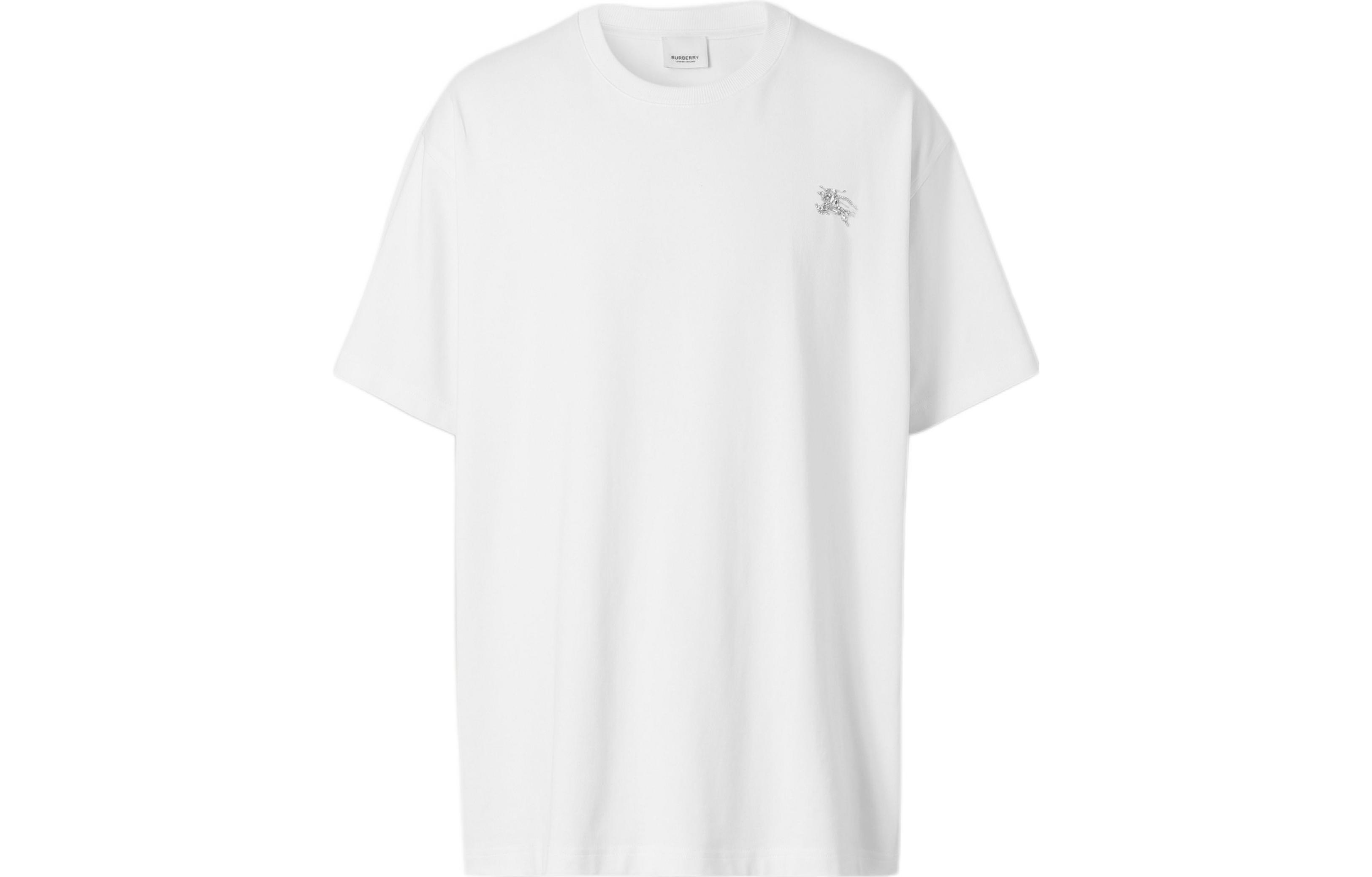 Order Burberry FW22  White Crewneck T-Shirt with Crystal Embellishment. 80643931