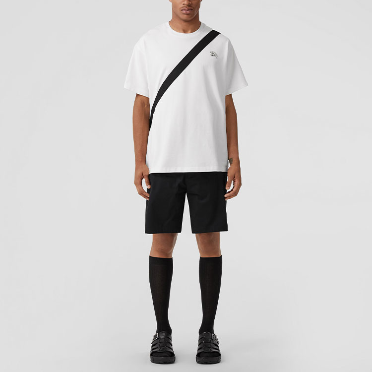 Shop Burberry FW22  White Crewneck T-Shirt with Crystal Embellishment. 80643931