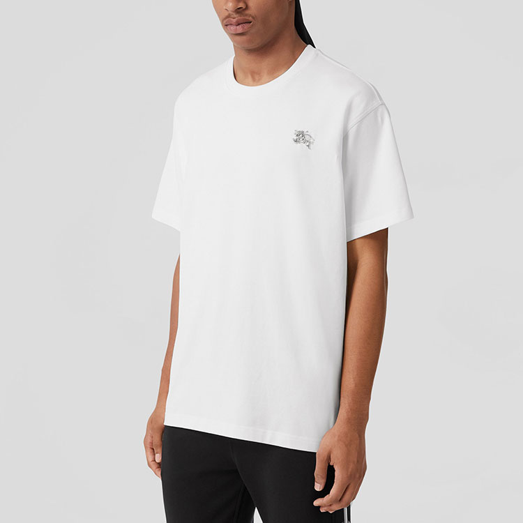 Details for Burberry FW22  White Crewneck T-Shirt with Crystal Embellishment. 80643931