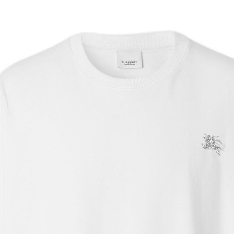Sizing Burberry FW22  White Crewneck T-Shirt with Crystal Embellishment. 80643931
