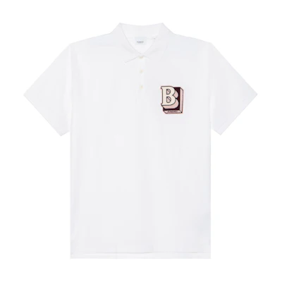 Burberry FW22 White Logo Print Straight-Cut Short Sleeve Polo Shirt 80575731