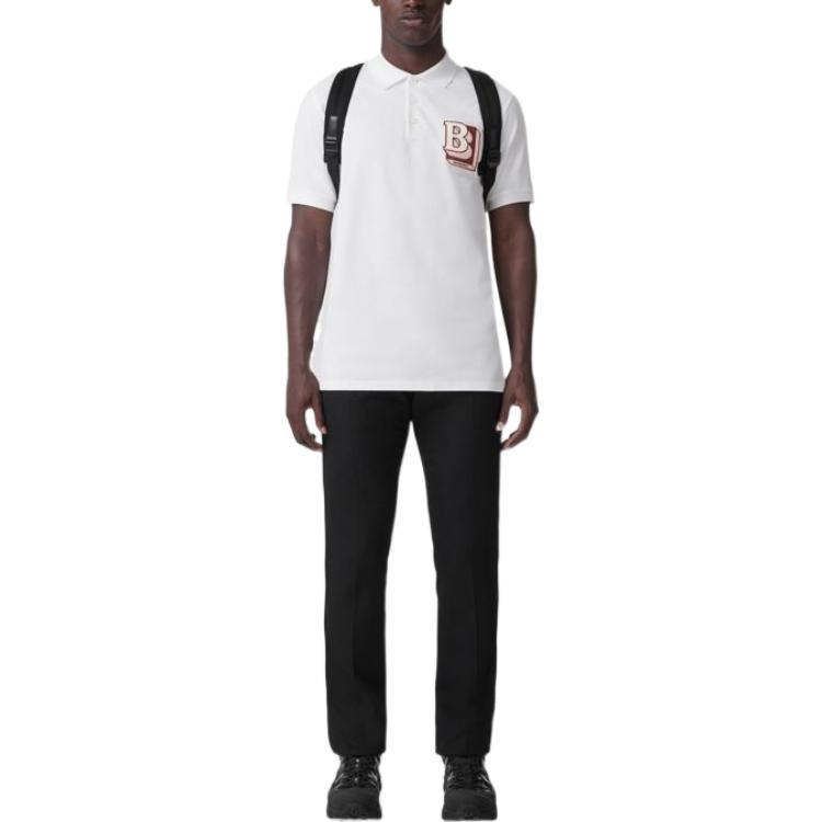 Burberry FW22  White Logo Print Straight-Cut Short Sleeve Polo Shirt 80575731 圖 4