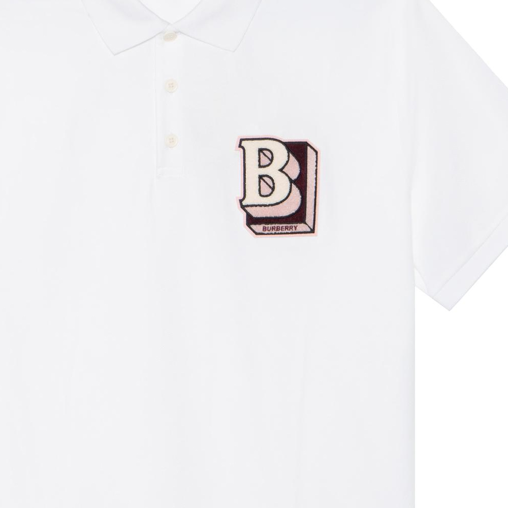 Burberry FW22  White Logo Print Straight-Cut Short Sleeve Polo Shirt 80575731 圖 8
