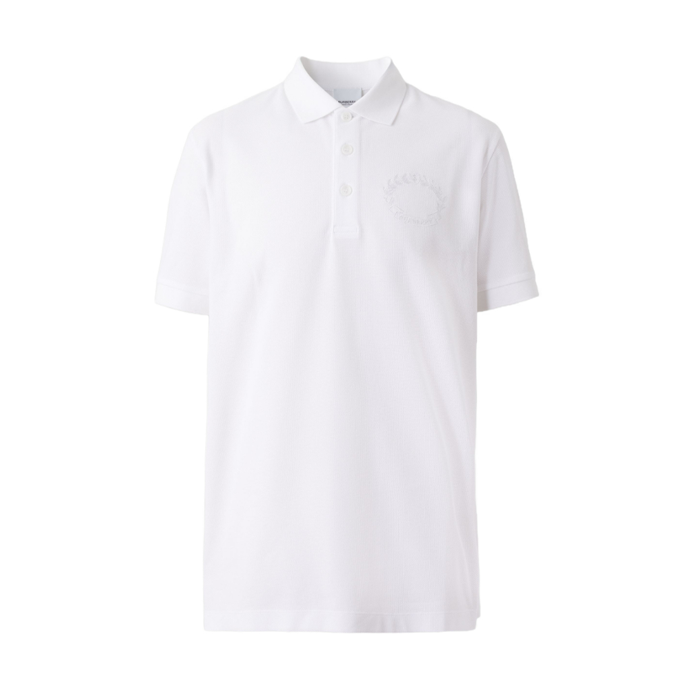 Burberry FW22  White Polo Shirt with Solid Color and Embroidered Logo. 80651781