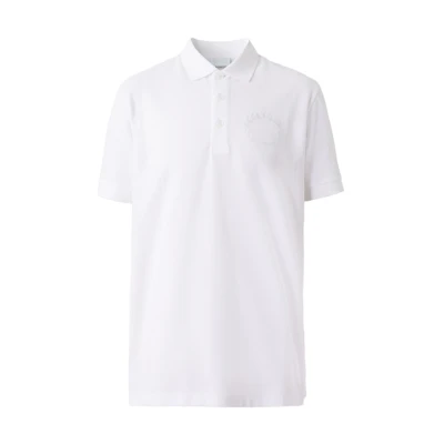 Burberry FW22 White Polo Shirt with Solid Color and Embroidered Logo. 80651781