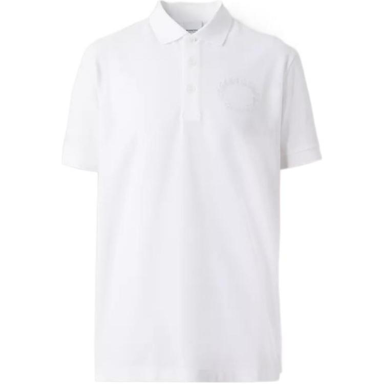 Burberry FW22  White Polo Shirt with Solid Color and Embroidered Logo. 80651781 圖 2