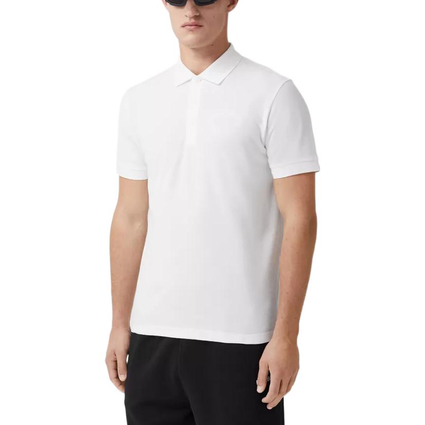 Burberry FW22  White Polo Shirt with Solid Color and Embroidered Logo. 80651781 圖 4