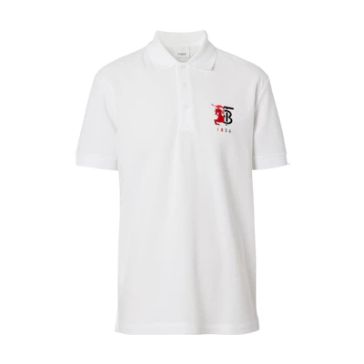 Burberry FW22 White Short Sleeve Polo Shirt with Logo Pattern. 80257561