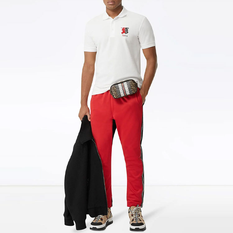 Burberry FW22  White Short Sleeve Polo Shirt with Logo Pattern. 80257561 圖 3