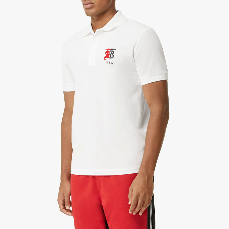 Burberry FW22  White Short Sleeve Polo Shirt with Logo Pattern. 80257561 圖 4